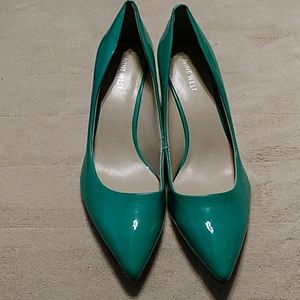 Nine West Green Patent Leather Medium Heel Dress S